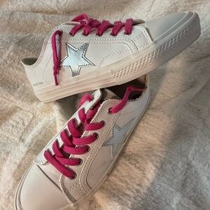 Vintage Havana Sneakers with Pink Laces and Silver Star